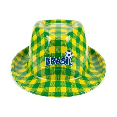 Imagem de Chapéu Malandrinho Plástico Brasil Tabuleiro Verde Amarelo Torcida