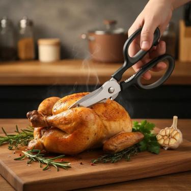 Imagem de Tesoura Multi Função Para Cortar Frango Carnes Aves Assados em Metal 24,5cm
