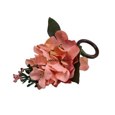 Imagem de KIT 04 Argola Porta Guardanapo Anel Flor Boca de Leão Pink Floral Mesa