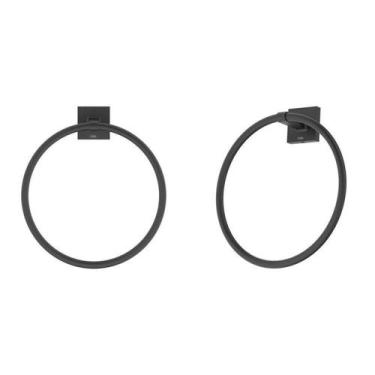 Imagem de Kit com 2 Toalheiro Anel Up Estilosa para Seu Banheiro Preto/Matte Cel