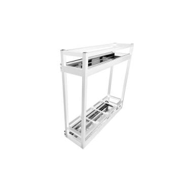Imagem de Porta tempero deslizante lateral alumínio branco com bandeja inox 9302