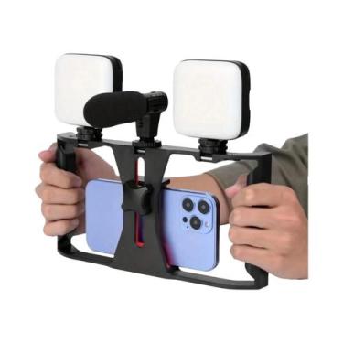 Imagem de Estabilizador Portátil Com Suporte Rotativo Para Celular, Microfone E 