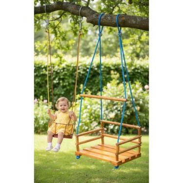 Imagem de 2x Cadeirinha Balanço Infantil Madeira Reforçada Nylon Grand - Congrat