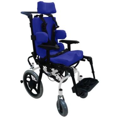 Imagem de Cadeira de Rodas Postural Ortopédico T1 Ortobras, Branco/Azul, 38/35/4