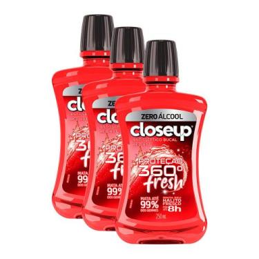 Imagem de Kit 3 Enxaguante Bucal Closeup Red Hot Proteção 360 Fresh Zero Álcool 