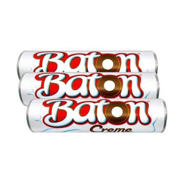 Imagem de Kit 3 Chocolate Garoto Baton Recheado Creme 16g