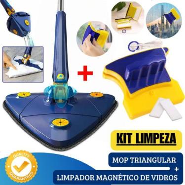 Imagem de MOP Limpeza Esfregão Triangular Giratório Chão Teto Banheiro + Limpado