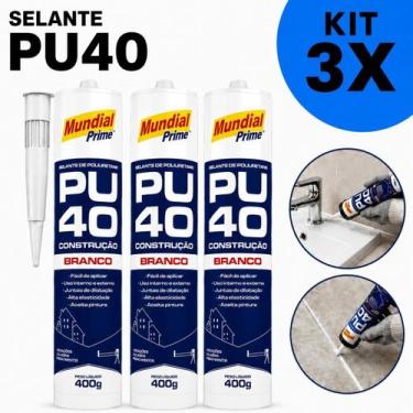 Imagem de Kit 3 Adesivo Selante PU 40 Branco Mundial Prime 400ML, Único