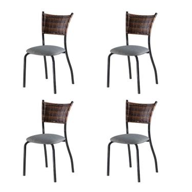Imagem de Conjunto com 4 Cadeiras Espanha VI Cinza Escuro 89 cm