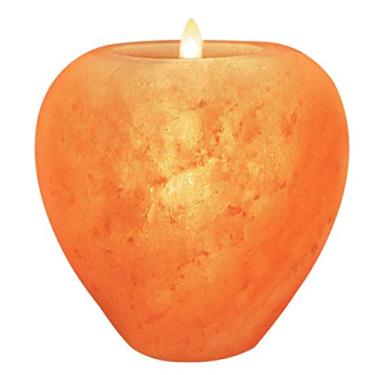 Imagem de Castiçal Tealight de sal rosa natural estilo Himalayan Glow Apple