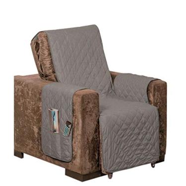 Imagem de Protetor De Sofá Impermeável Poltrona Liso Dupla Face Tecido Microfibra Cinza/Preto