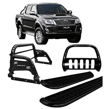 Imagem de Kit quebra mato+Estribo CHAPA+Santo Ant H3 Hilux Preto 05/15