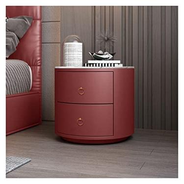 Imagem de Mesas de cabeceira redondas de couro para quarto simples de couro de ardósia mesa de cabeceira de vidro temperado com gavetas Mesas de cabeceira para quarto (cor: 06, tamanho: Bancada branca)