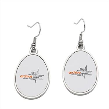 Imagem de Brinco Word Cloud Archive - Brincos pendurados para meninas - Presente de festa de aniversário dos namorados, Metal, Sem pedras preciosas