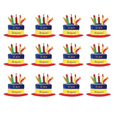 Imagem de Beistle S60717AZ12 S60717AZ12 Chapéus de pelúcia para bolo de aniversário, multicoloridos, NULL