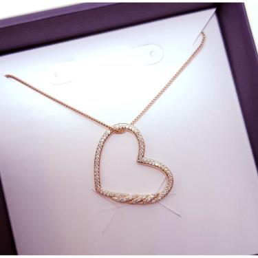 Imagem de Gargantilha Coração Cravejado Ouro Rose