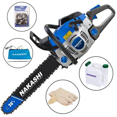 Imagem de Motosserra Profissional Nakashi NCS650 65,1cc 2 Tempos À Combustão Com Sabre de 20 Polegadas e Freio de Corrente Para Poda de Árvores Em Fazendas