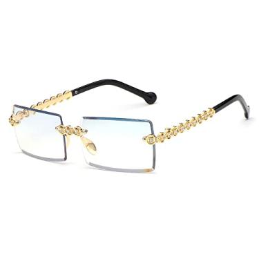 Imagem de Óculos de sol retangulares sem aro diamante unissex Óculos de sol vintage sem moldura de metal uv400 óculos moda verão, 1, china