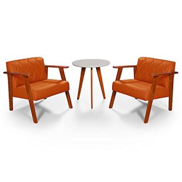 Imagem de Kit Duas Poltronas Madri Material Sintético + Mesa Lateral (Laranja)
