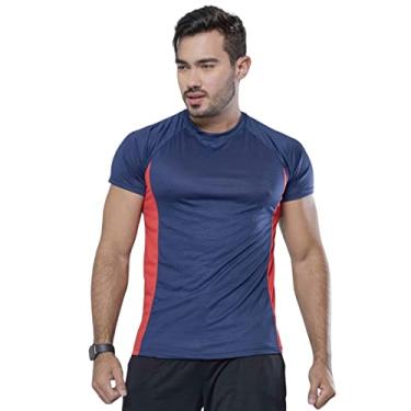 Imagem de Camiseta Camisa Dry Fit Dryfit Fitness Masculina Treino Academia Esportes Exercícios Corrida (GG, Azul)