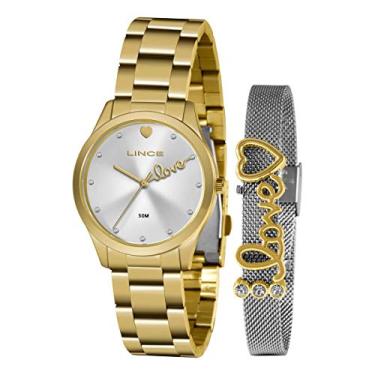 Imagem de Relógio Lince Feminino Dourado + Bracelete LRG4668L KZ96S1KX