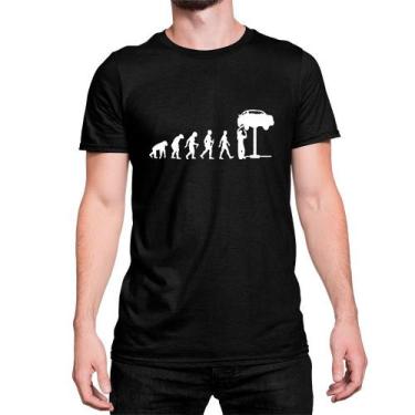 Imagem de Camiseta Basica Algodão Evolução Macaco Homem Mecanino Carro - Mecca