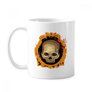 Imagem de Caneca redonda de caveira realista Halloween cerâmica xícara de café porcelana louça