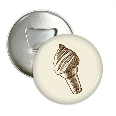 Imagem de Cones de desenho à mão marrom abridor de garrafas de sorvete, ímã de geladeira, emblema multifuncional