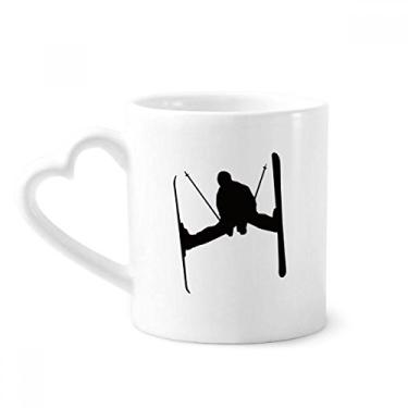 Imagem de Caneca preta Esqui Esqui Esporte Inverno Esporte Caneca Café Cerâmica Copo Coração Vidro