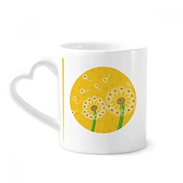 Imagem de Caneca de flores de dente-de-leão de flor amarela caneca de café cerâmica copo de coração de vidro