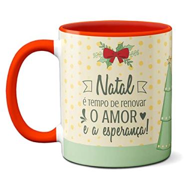 Imagem de Caneca Amor E Esperança Renovados No Natal Presente Fofo (Vermelha)