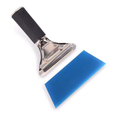 Imagem de SagaSave Rodo de silicone multiuso para porta de vidro de chuveiro, limpeza de janelas, lâmina de borracha azul pequeno rodo para janela de carro, pára-brisa, espelho, banheiro