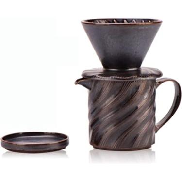 Imagem de REJOON Percolator Pote de Café Máquina de Café Espresso Cerâmica Pote de Café Resistente ao Calor Filtro de Funil