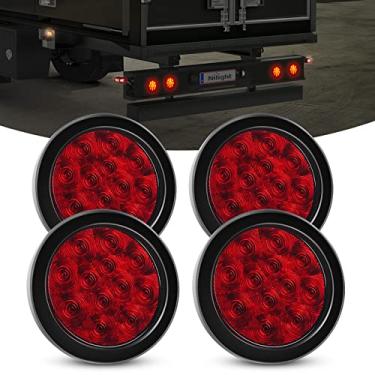 Imagem de Nilight 4 peças de luzes traseiras de freio redondo vermelho de 10 cm 12 LED com plugues de superfície IP67 para reboque de caminhão, trailer, trailer, trailer, trailer, 2 anos de garantia