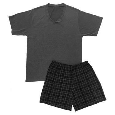 Imagem de Pijama Masculino Curto Com Shorts Estampado Malha Fria Vangli Chumbo 6