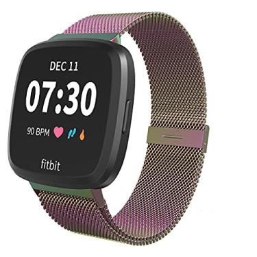 Imagem de Pulseiras magnéticas Limque compatíveis com Fitbit Versa/Versa 2/Versa Lite/SE, pulseira de reposição ajustável de metal para relógio inteligente Fitbit Versa multicolorido, Colorful, Small
