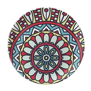 Imagem de Printing Repeat Cloth Prato de arte colorido Vermelho Azul Decorativo Salver Talheres Prato de jantar