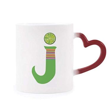Imagem de J Alfabeto Caneca laranja com estampa fofa sensível ao calor Caneca vermelha que muda de cor