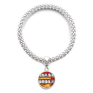 Imagem de Pulseira de prata com pingente de desenho animado Doubledecker Grã-Bretanha, country, bracelete ajustável