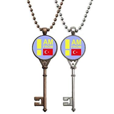 Imagem de OFFbb-USA I Am from Turkey Art Deco Presente Fashion Chaveiro Pingente Joias Decoração de Casal