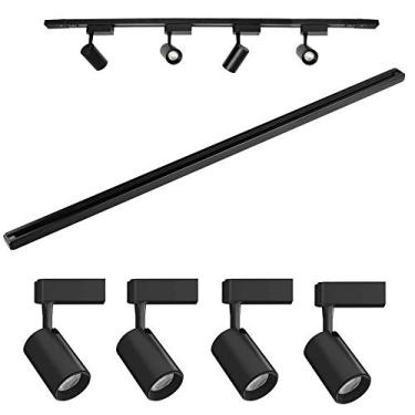 Imagem de Kit Trilho Eletrificado 1m + 4 Spots Led 7w Preto Ou Branco