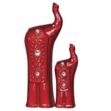 Imagem de Duo Elefantes Indiano G E Peq Ceramicas Pegorin Vermelho