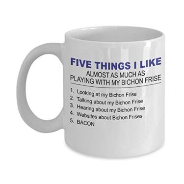 Imagem de Caneca Bichon Frise - Five Thing I Like About My Bichon Frise - Caneca de café de cerâmica de 325 ml