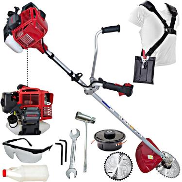 Imagem de Roçadeira Profissional Lateral Nakashi L450K 45,4CC á Gasolina Motor Kawasaki Com Lâmina Circular Para Cortes e Podas Mais Densas