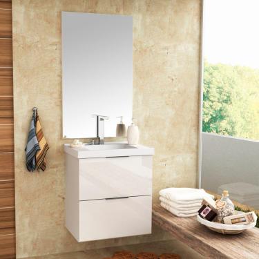 Imagem de Armário De Banheiro Pietra 3 Gavetas Com Espelho 100% Mdf 60cm Branco - Móveis Bosi