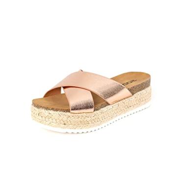 Imagem de Soda Coky rose gold Casual Espadrilles Wedge Buckle Open Toe Sandals (10)