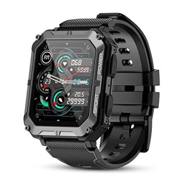 Imagem de Militares Relogio Smartwatch Masculino IP68 impermeável resistente Bluetooth chamada (resposta/chamadas dial) 1.83 '' Tactical Fitness Watch Tracker para Android iOS Esportes ao ar livre (preto)