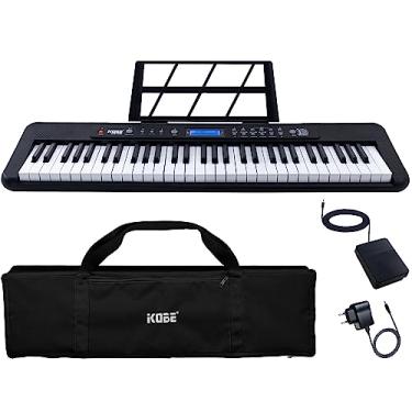 Imagem de Kit Teclado Musical Estudante Kobe KB-300 5/8 61 Teclas Sensíveis ao Toque com Pedal Sustain e Capa Preta