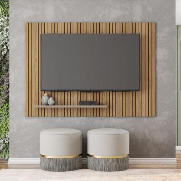 Imagem de Painel para TV até 70 Polegadas Frisos Decorativos Valença Caemmun Buriti/Cinza