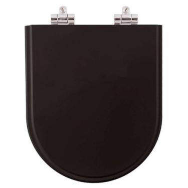 Imagem de Assento Sanitario Poliester com Amortecedor Valentina Preto para Vaso Hervy